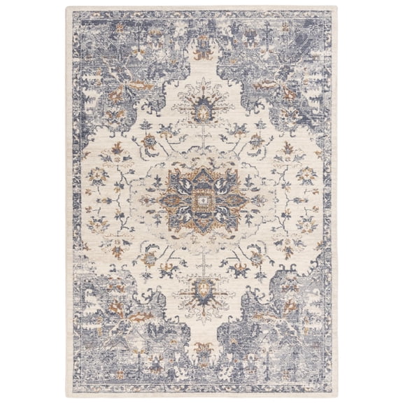 Rizzy Rugs Ventura Area Rug VRA751 Traditional Ivory/Blue, 5' x 8', Ivory/Blue