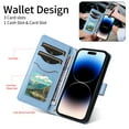 thumbnail image 6 of Wallet Case for iPhone 16e with Detachable Wrist Strap & Shoulder Strap, Card Slots Folio Purse Luxury PU Leather Stand Accessories Cell Phone Cover for iPhone 16e Women Men, Blue, 6 of 13