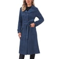 thumbnail image 4 of INSPIRE CHIC Faux Suede Trench Coat for Women's Notched Lapel Double Breasted Belted Long Sleeves Coats XL Navy Blue, 4 of 6