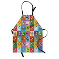 thumbnail image 1 of Nursery Apron Group of Funny Young Animals in Colorful Squares Happy Cartoon Wildlife Collection, Unisex Kitchen Bib Apron with Adjustable Neck for Cooking Baking Gardening, Multicolor, by Ambesonne, 1 of 3