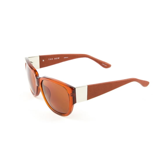 Linda Farrow Women's Rectangular Sunglasses 58mm Terracotta/Dk Red Leather