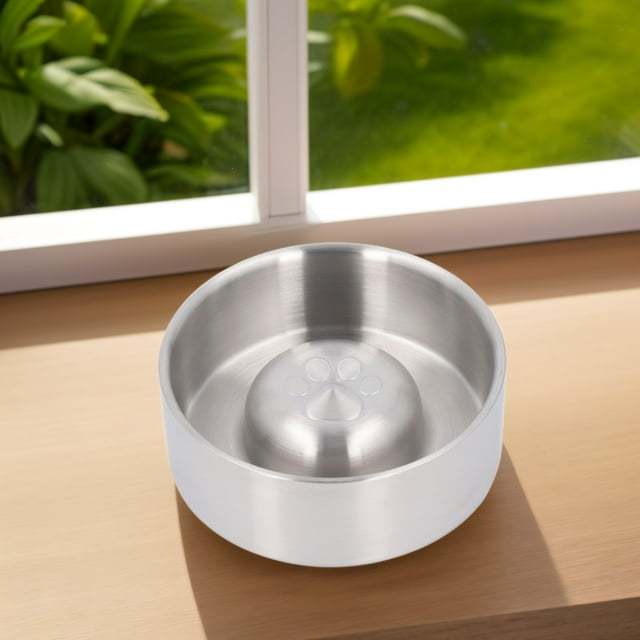 Slow Feeder Bowl,Modern Design Stainless Steel Slow Feeder Bowl Anti Slip Interactive Dog Feeding Bowl Food Grade Safe Dog Bowl Pet Feeding Dish for Medium Large Dogs
