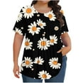 thumbnail image 2 of Inverlee Casual Baggy Plus Size Tshirts for Women Trendy Versatile Breathable Comfy Short Sleeve Tops Funny Floral Print Round Neck Tunics with Chest Pleated, 2 of 6