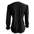 thumbnail image 5 of Endives Womens Long Sleeve Shirts Solid Color V Neck T Shirt Hollow Out Casual Pleated Sleeve Lace Sleeve Top Fall Black, 5 of 5