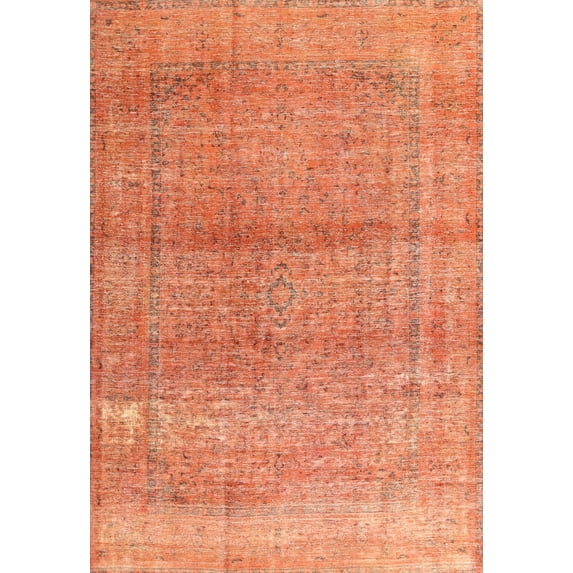 Ahgly Company Machine Washable Indoor Rectangle Traditional Orange Red Area Rugs, 2' x 5'
