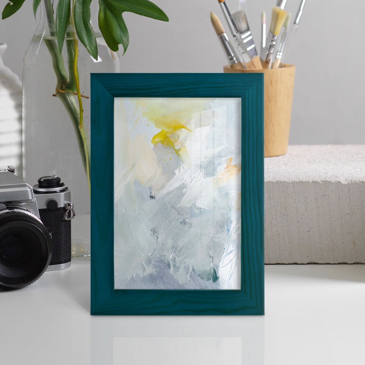 Canary and Sky II - Framed Print w/glass - Ocean Blue