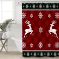 thumbnail image 5 of Christmas Elk Shower Curtain, 60" x 72", Dreamlike Snowflake Border Waterproof Bathroom Curtain Washable Shower Curtain Set with 12 Hooks, 5 of 6