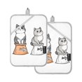 thumbnail image 7 of Yayeee Pot Holders Kitchen Heat Resistant with Pocket 7"x9.8" Cotton Oven Cooking Hot Pads, Gray Cute Chubby Cat, 7 of 7