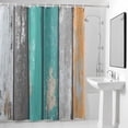 thumbnail image 4 of Green Brown Gray Striped Fabric Shower Curtain Retro Wood Background Washable Shower Curtains for Bathroom, Waterproof Bath Curtain with Hooks Home Decor 72x84in, 4 of 8