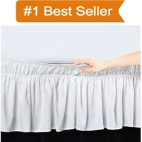 Elegant Comfort Luxury Wrinkle Resistant -Wrap Around Style- Elastic Bed Wrap Ruffled Bed Skirt 16inch Drop, Twin/Full, White