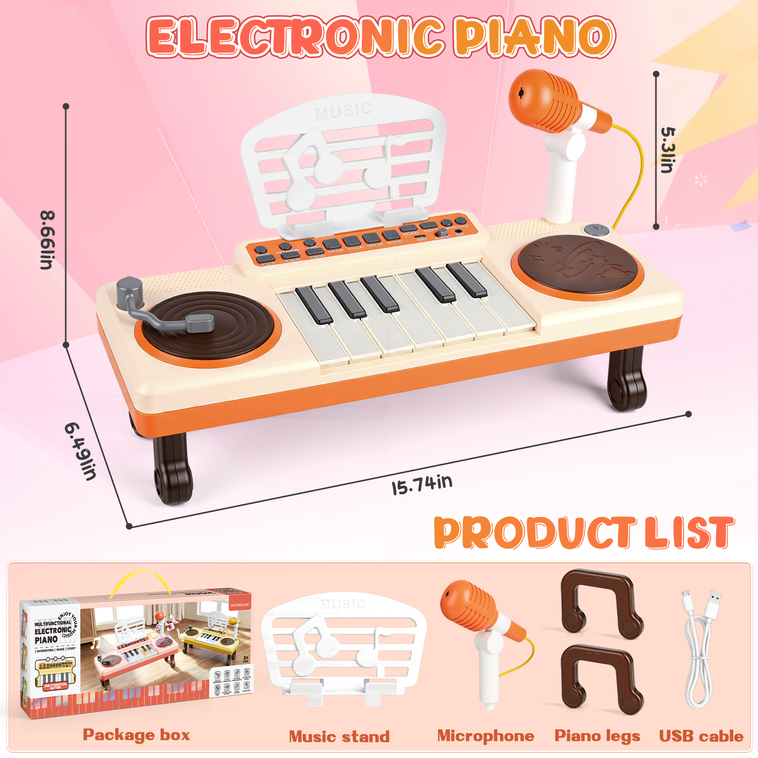 UUSUOO Toddler Piano Toys for Girls,Kids Piano Keyboard with Microphone,Musical Instrument Birthday Gift for 3 4 5 6 +Boys Girls, Pink