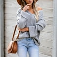 thumbnail image 2 of JINMGG V Neck Sweaters for Women Fall Winter Clearance,Women Sweater V-Neck Ripped Pullover Sweaters Crop Knit Jumper, 2 of 9