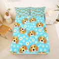 thumbnail image 4 of Manfei Cartoon Beagle Bed Sheets, Rustic Daisy Floral Full Size Sheets, Blue Brown, 4pcs, 1 Flat Sheet, 1 Fitted Sheet and 2 Pillowcases, 4 of 6