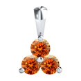 thumbnail image 2 of 0.90 Ct Three-Stone Round Prong-Set Orange Moissanite Pendant in 10K Gold for Women with 18" Silver Cable Chain, 2 of 6