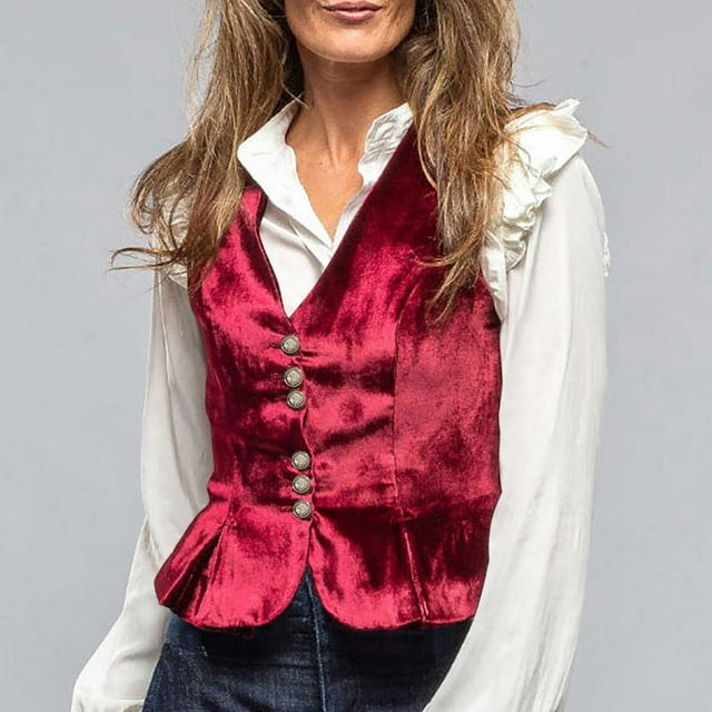 EGNMCR Veste Décontractée Sans Capuche à Manches Longues pour Femmes, Cardigan Court à Col en V, Veste en Velours Sans Manches