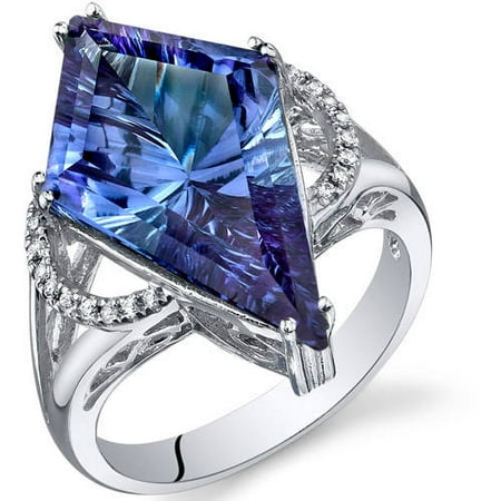 Oravo 9.00 Carat T.G.W. Kite-Shape Simulated Alexandrite Rhodium over Sterling Silver Ring