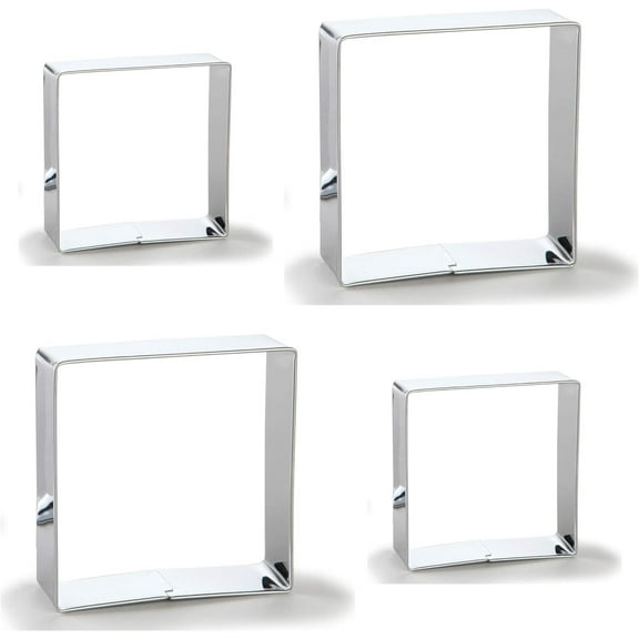Bakerpan Stainless Steel Square Cookie Cutter Set, Square Biscuit Cutters for Baking 2 Inch & 3 Inch