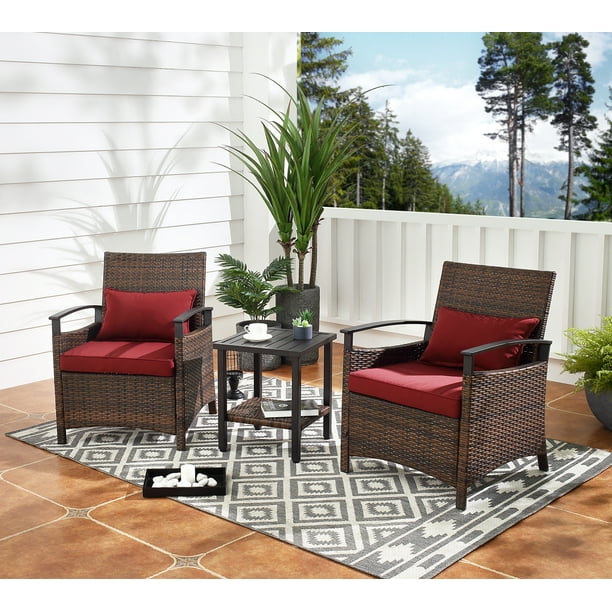 Wampat 3 Piece All Weather Wicker Patio Furniture Conversation Set Outdoor Bistro Com Wampat 3 Piece All Weather Wicker Patio, Plus Size Outdoor Patio Furniture