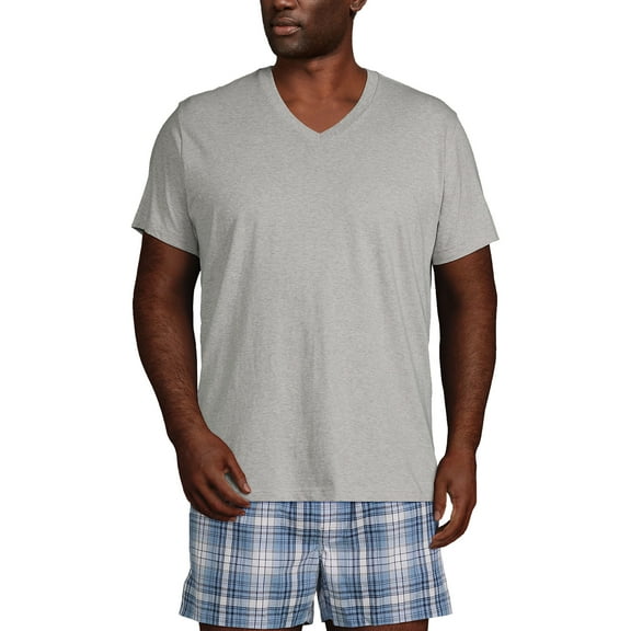 Lands' End Essentials Men's V-Neck T-Shirt 3 Pack - Premium Cotton Tee, Casual Regular Fit