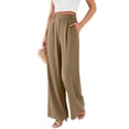 thumbnail image 6 of YIFUNIN Women's High Waisted Wide Leg Pants, Loose Straight Leg Flowy Trousers for Office Commute, Versatile Professional Casual Wear,Camel L, 6 of 6