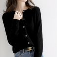 thumbnail image 1 of 1 Uds 2023 Otoño Invierno suéter cárdigan mujer cuello redondo corto ajustado suéter camisa de fondo, 1 of 5