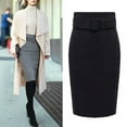 thumbnail image 6 of comerut Women Fall Winter Skirt High Waist Slim Fit Solid Color Knee Length Solid Color Sheath Tight Waist Warm Thick Soft Lady Midi Skirt, 6 of 8