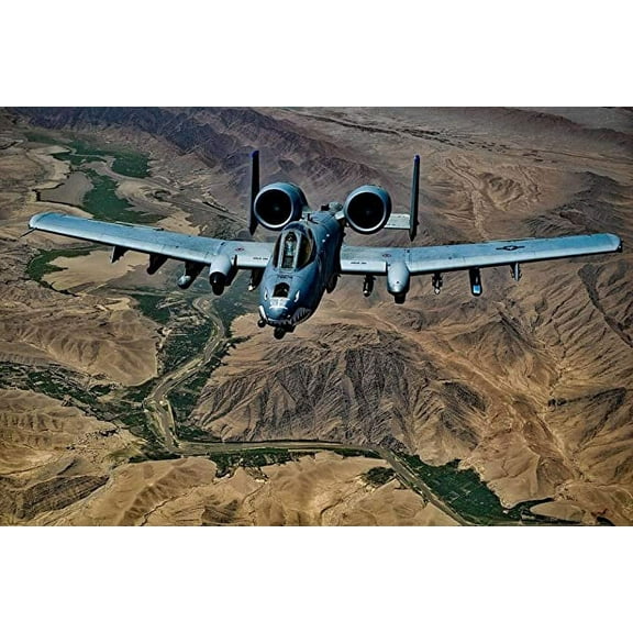 Iconic Arts Laminated 36x24 inches Poster: A-10 Thunderbolt United States Air Force Military Gunship Gatling Guns Aircraft Jet Landscape Airplane HDR