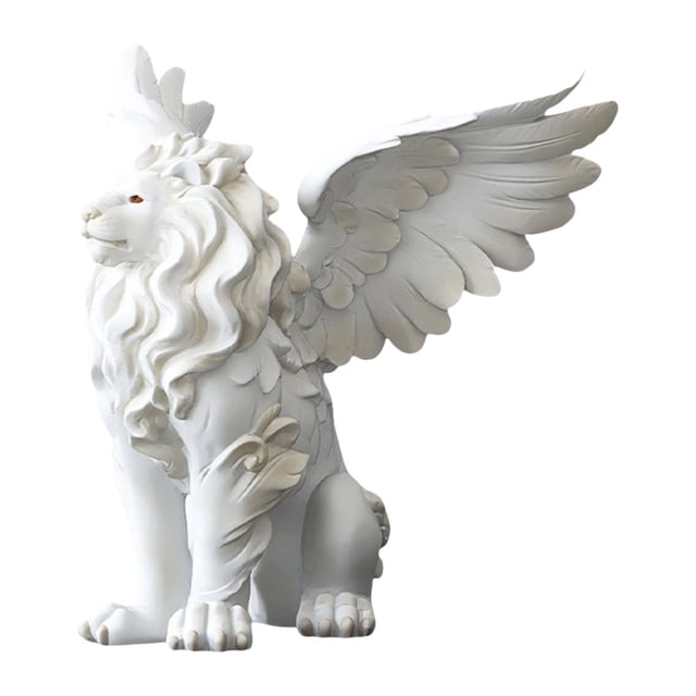 Estatua de león, figura decorativa coleccionable, adorno de mesa para chimenea. Blanco