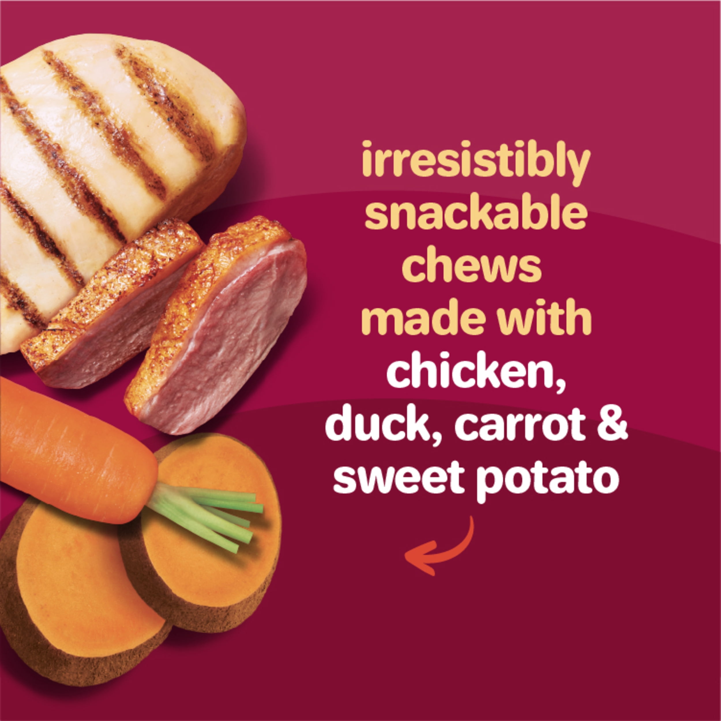 (2 pack) Hartz Oinkies Hearty Kabobs Rawhide‑Free Dog Treats with Chicken, Duck, Sweet Potato, and Carrot, Highly Digestible Dog Chews, 18 Count