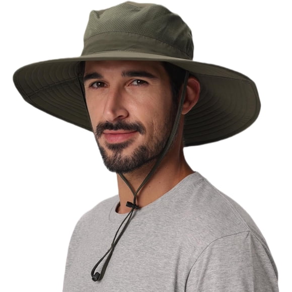 UPF50+ Mens Sun Hat Wide Brim Fishing Hat Foldable Large Brim UV Protection Sun Hat for Men Women Beach Gardening