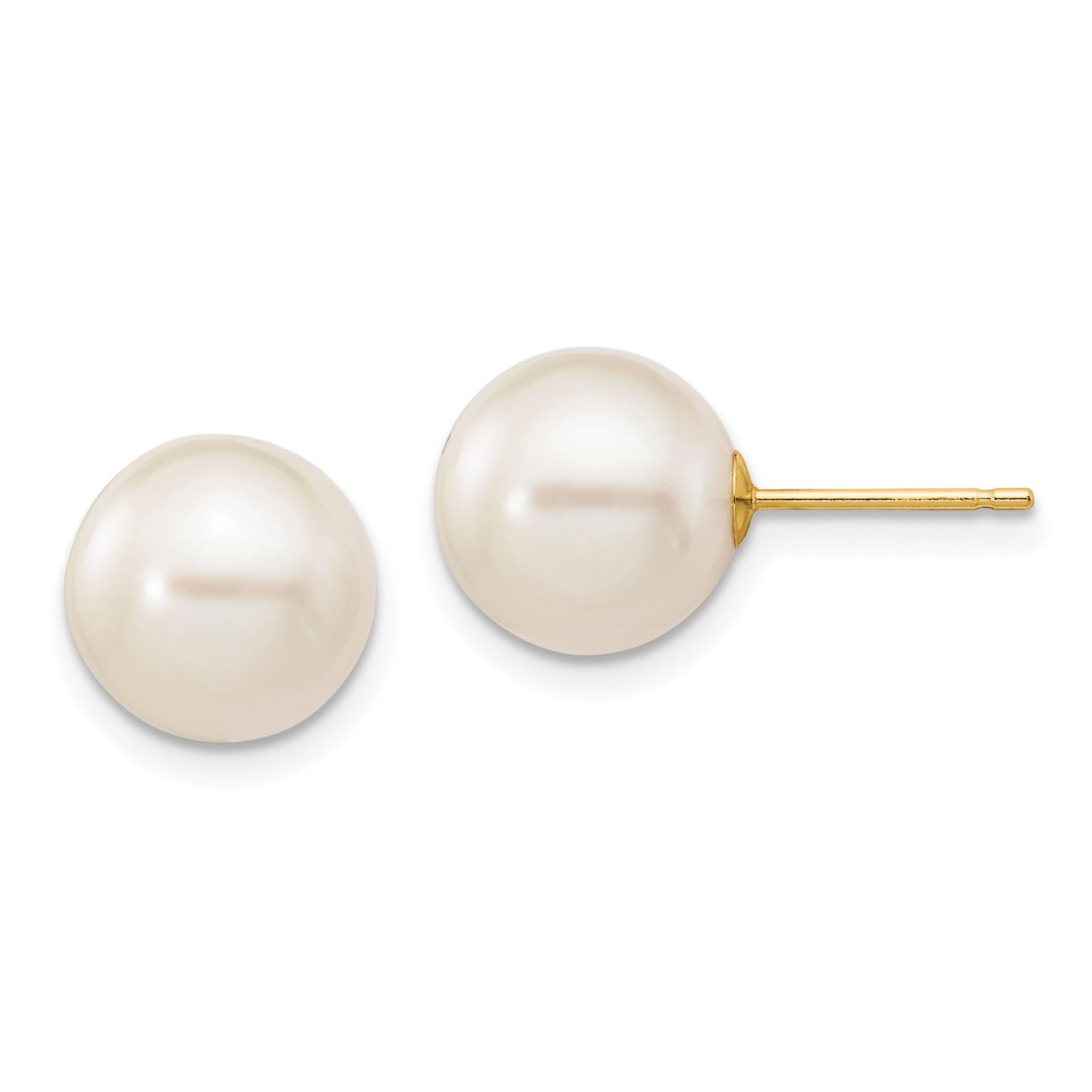 Solid 925 Sterling Silver 10-11mm FW Cultured Button Simulated Pearl Green Earrings Solid 925 Sterling Silver 10-11mm FW Cultured Button Simulated Pearl Green Earrings