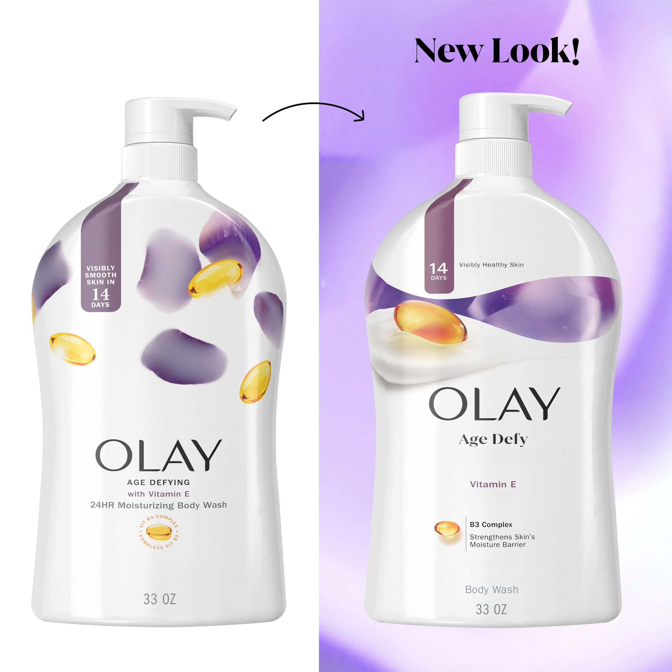 Olay Age Defying Body Wash for Women, Vitamin E, Pump, 33 fl oz