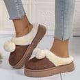 thumbnail image 2 of Cloud Slippers for Women 2025 Winter Warm Fuzzy Platform House Shoes Pompom Fleece Lined Plush Bedroom Slides Fashion Casual Cozy Indoor and Outdoor Slip on, 2 of 6