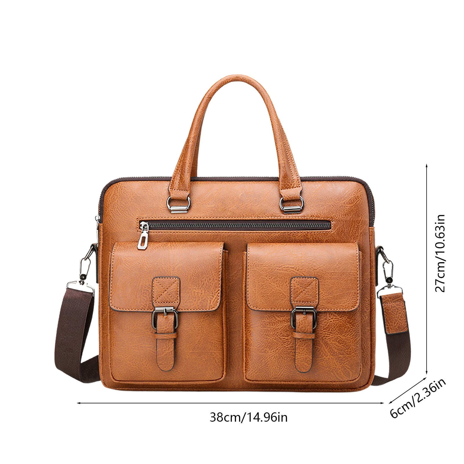 Honmine Men's Business Briefcase Bag Leather Office Tote Bags For 14 Inch Laptop Large Capacity