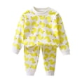 thumbnail image 4 of Spazoro Toddler Girls Boys 100% Cotton Outfit Sets, Soft & Comfy Loungewear Cute Print Long Sleeves Top Trousers Casual Shirts and Pants 2PC Sets Yellow Size 3 T, 4 of 9