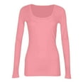thumbnail image 5 of Resicozy Womens Long Sleeve Square Neck Ribbed Fitted Casual Tops Tee Slim Fashion Solid Color Basic Shirts Pink L, 5 of 7