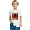 thumbnail image 5 of AUNVITO Boys Girls Casual Short Sleeve Cotton Top Maple Leaf Print Cute Fall Graphic Tee, 5 of 9