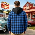 thumbnail image 5 of Lumtrix Flannel Shirt For Men Casual Long Sleeve Button Down Plaid Shirts Jackets Loose Drawstring Hooded Tops With Pocket Blue S, 5 of 6