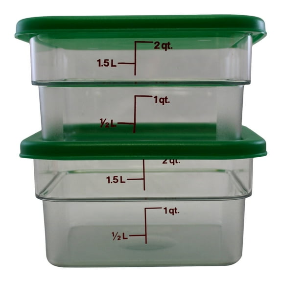 Cambro Food Storage Containers Bundle, Plastic Food Storage 2qt with Lids Pack of 2, Pan Scraper