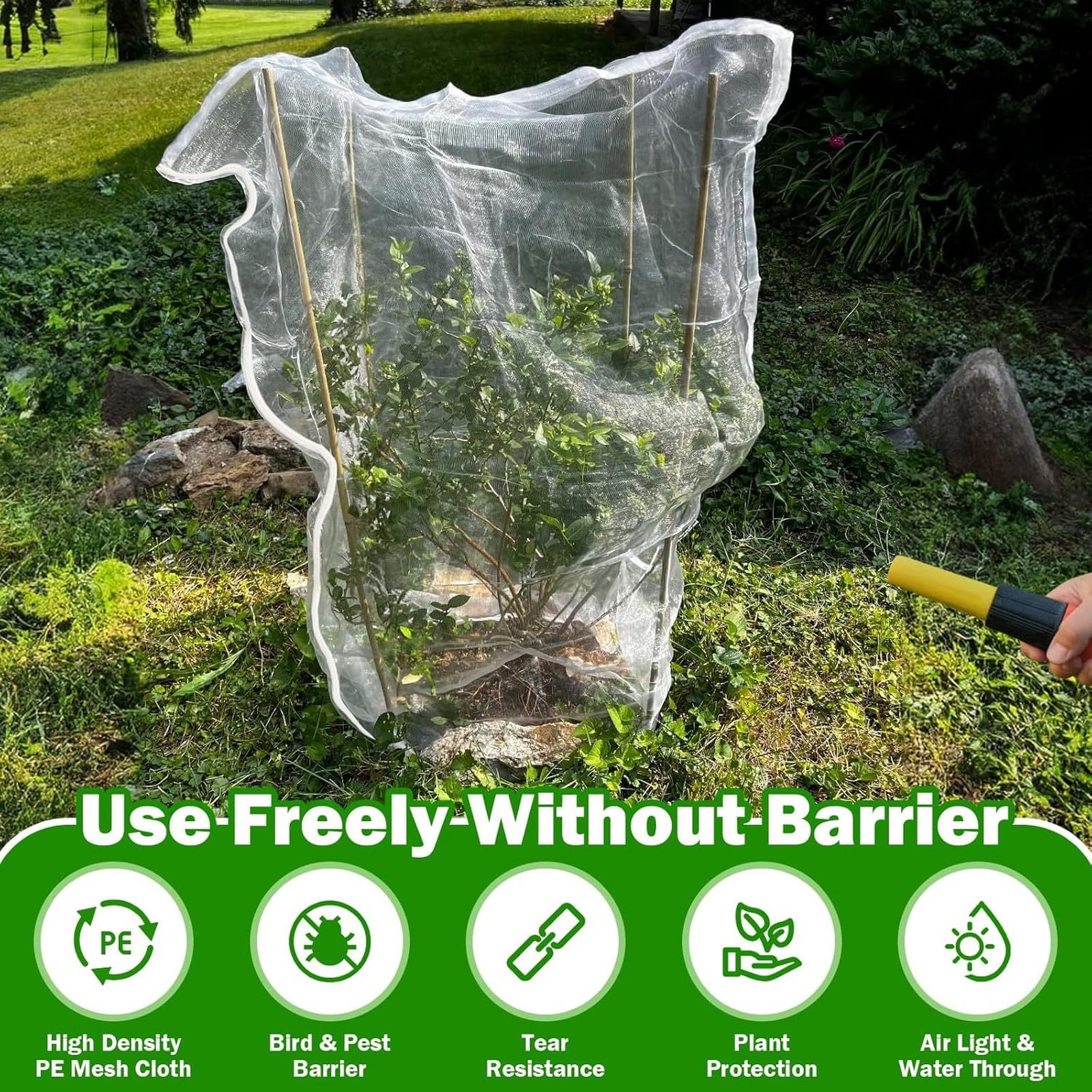 2 PCS Fruit Tree Netting with Zipper - 5.9x5.9ft Bird Barrier Mesh for Garden Plant Protection.