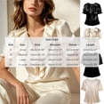 thumbnail image 2 of ClodeEU Women's Satin Ruff V Neck Puff Short Sleeve Blouse,Elegant Dressy Silky Top Black,Women's Plus XL, 2 of 6