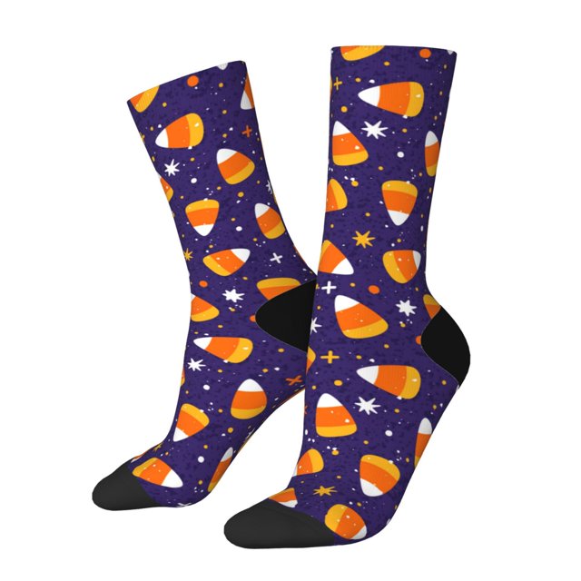 Fotbe Candy Corn (2) Calcetas Largas con Estampado para Hombre y Mujer – Calcetas de Compresión Transpirables y Elásticas, Viajar y Uso Diario Talla 5-11