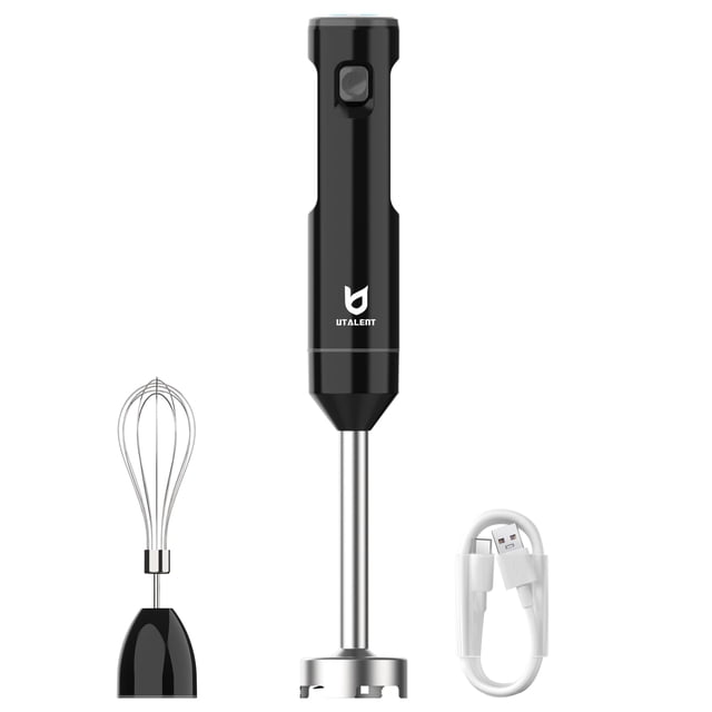 Cordless Hand Blender, UTALENT Variable Speed Immersion Blender handheld Rechargeable, with USB-C Charging Cable, Egg Whisk, for Smoothies, Milkshake