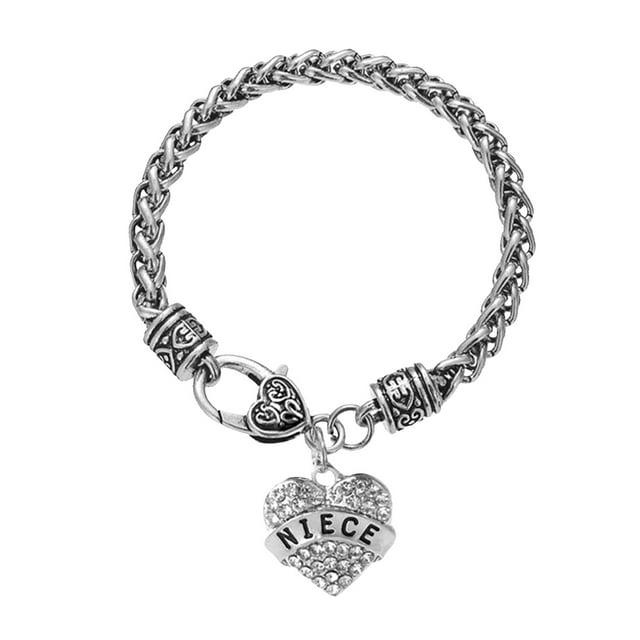 Corazón Bangle Charm Pulsera Rhinestone Maestro Mamá Ceystal Regalo Familia Cumpleaños Abuela Cadena Hija Pulseras