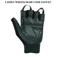 thumbnail image 4 of Women Ladies Wheelchair User Gloves Mobility Disability Fingerless Long Thumb Leather Palm Wheelchair Gloves All Black-S, 4 of 5