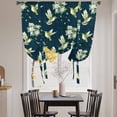thumbnail image 3 of Blue Summer Botanical Tie Up Curtains for Windows, Adjustable Balloon Window Shades, Green Spring Floral Birds Farmhouse Kitchen Window Treatments Farmhouse Short Curtains with Rod Pocket 42"x45", 3 of 8