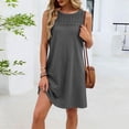 thumbnail image 5 of Hurxie Womens Crochet Swim Cover Up Short Sleeve Waffle Knit Tops Bathing Suit Beach Dress Crew Neck Hollow Out Dresses Gray,L, 5 of 6