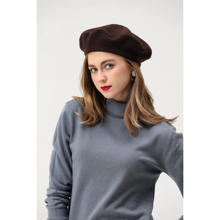 French Beret-Classic Wool Beret Solid Color Womens Beret Cap  display picture 3
