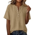 thumbnail image 5 of GUACER Tops for Women Button Down Short Sleeve Henley Shirt, Summer Loose Fit Casual Blouse, 5 of 6