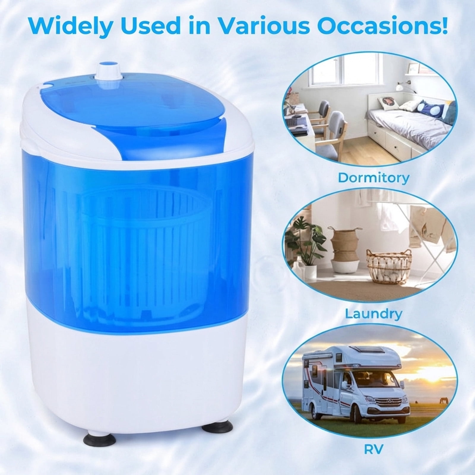 RUIE Portable Washing Machine,5.5 Lbs Mini Washer with Spin Dryer and Timer Control,Compact Single Tub,Clear Lid,Portable Washer for Apartment Dorm RV Camping